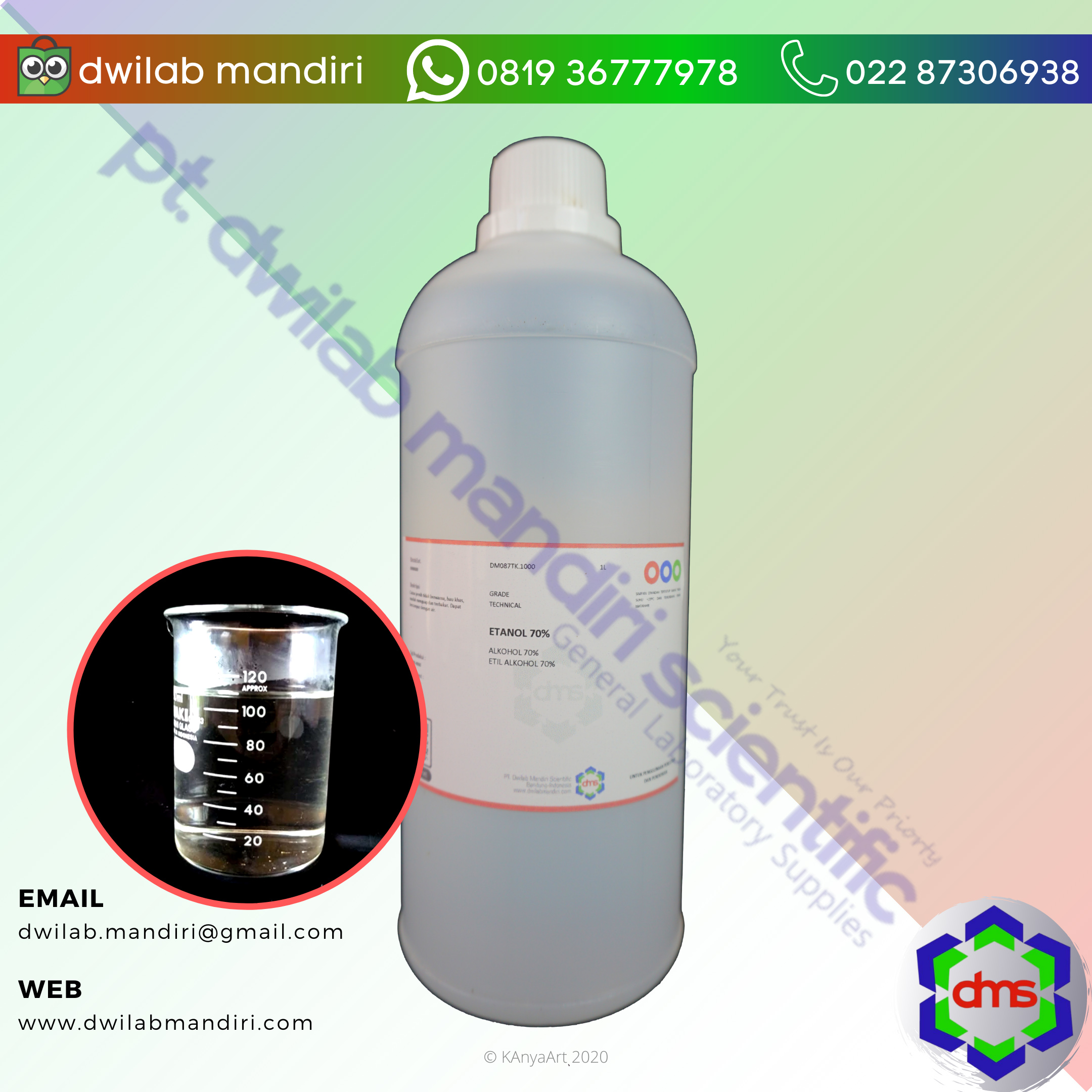 Belanja Etanol 70 Persen / Alkohol 70 Persen Technical Grade 1 L di Pt. Dwilab  Mandiri Scientific | SIPLah Blibli
